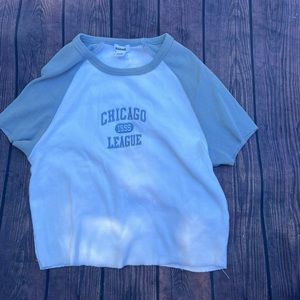 garage 90s chicago league blue and white short baby tee crop top